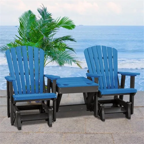 Vista 2 de American Furniture Classics 515BBK-K - Planeador doble con mesa, azul y negro