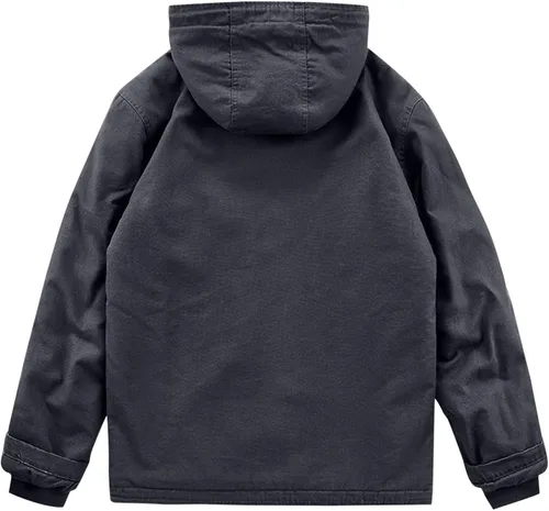 Vista 2 de Chaqueta de invierno para hombre con forro polar de sherpa, ligera, con capucha, resistente al viento