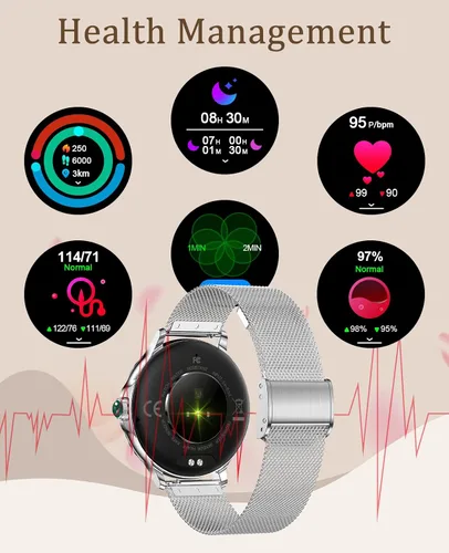 Vista 5 de Reloj inteligente para hombres y mujeres (respuesta/hacer llamadas), relojes inteligentes Bluetooth para iPhone, Android, iOS, IP68, impermeable