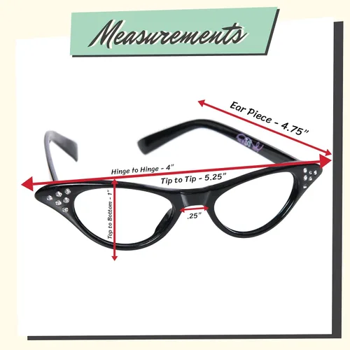 Vista 2 de Lentes de ojo de gato de los años 50 para niños, lentes de plástico con diamantes de imitación