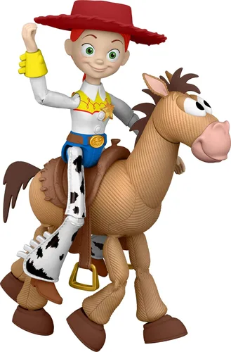 Vista 5 de Mattel Disney and Pixar Toy Story 5 - Figuras de acción de 7 pulgadas, 2 unidades, Jessie & Bullseye, sombrero de vaquero extraíble 7-inch