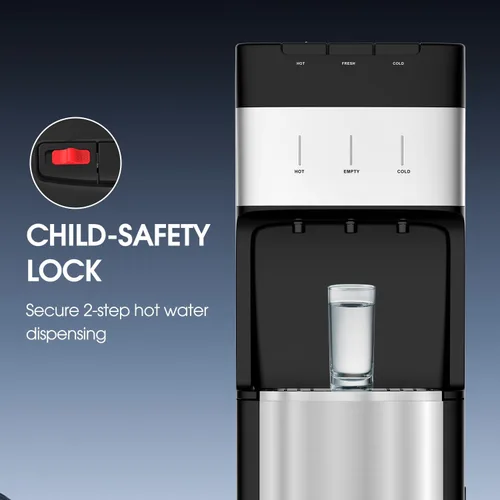 Vista 4 de VECYS Dispensador de agua de carga inferior de 3,5 galones de acero inoxidable, enfriador de agua con temperatura fría, caliente y ambiente