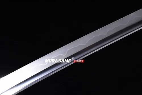 Vista 8 de MURASAME - Espada Wakizashi T10 de acero templado con arcilla, hamon real, hecha a mano, lista para la batalla