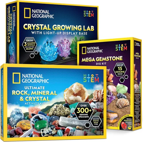Vista 11 de Caja de colección de rocas National Geographic para niños – Juego de 300 piezas con gemas reales, cristales y minerales - Incluye el libro a todo