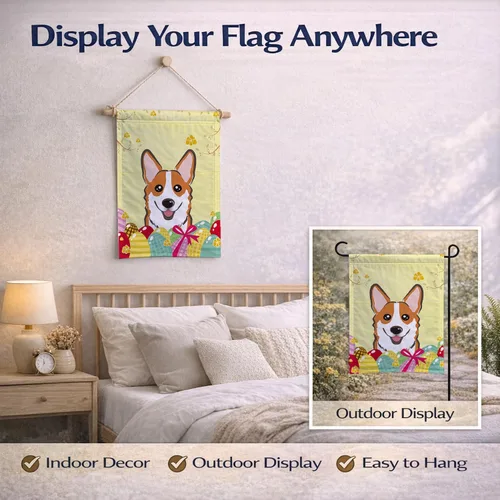 Vista 534 de Caroline's Treasures BB1923GF Bandera decorativa para jardín con diseño de Border Collie, para caza de huevos de Pascua, para jardín, jardín, patio