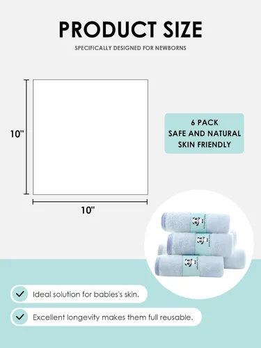 Vista 2 de HIPHOP PANDA Toallitas para bebé, rayón hecho de bambú - 2 capas ultra suaves y absorbentes, toallita facial de baño para recién nacidos - toallitas
