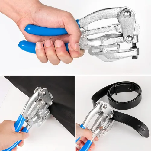 Vista 6 de Juego de herramientas para perforar agujeros de metal, perforadora profesional resistente para metal, mano de 3/32 a 9/32 pulgadas para chapa