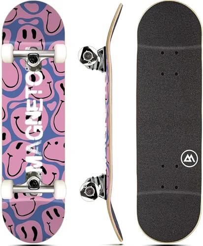 Vista 19 de Magneto Complete Skateboard 6-Layer Canadian Maple Double Kick Concave Deck Beginners, and Teens Astronaut