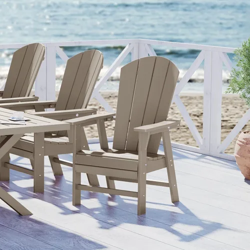 Vista 35 de WestinTrends Malibu Outdoor Patio HDPE Adirondack Silla de comedor para patio, color negro