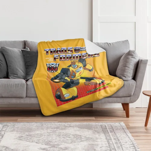 Vista 6 de Transformers Bumblebee Silky Touch Sherpa Back Manta súper suave