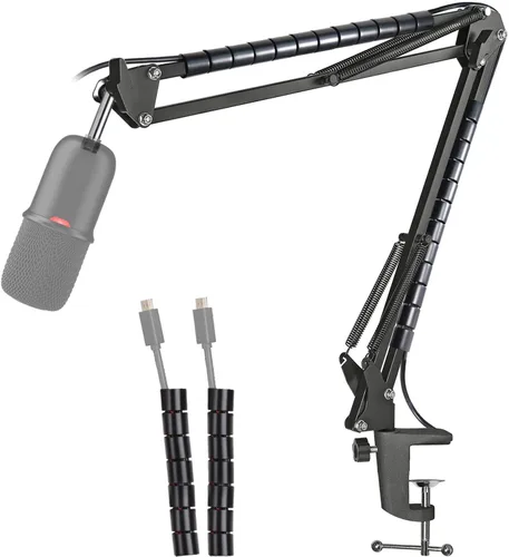 Vista 9 de Soporte de brazo para HyperX SoloCast 2 Boom Arm – Soporte de micrófono de tijera ajustable profesional compatible con micrófono HyperX SoloCast 2