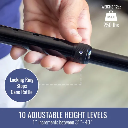 Vista 3 de DMI Walking Cane and Walking Stick for Adult Men and Women, FSA Eligible, Lightweight and Adjustable from 30-39 Inches, Supports up to 250 Pounds