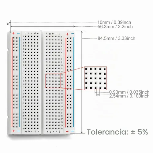 Vista 3 de Chanzon 3 piezas Breadboard con 400 puntos de amarre (BB-801) Kit de prototipo sin soldadura Universal PCB Bread Board Plus 2 rieles de alimentación