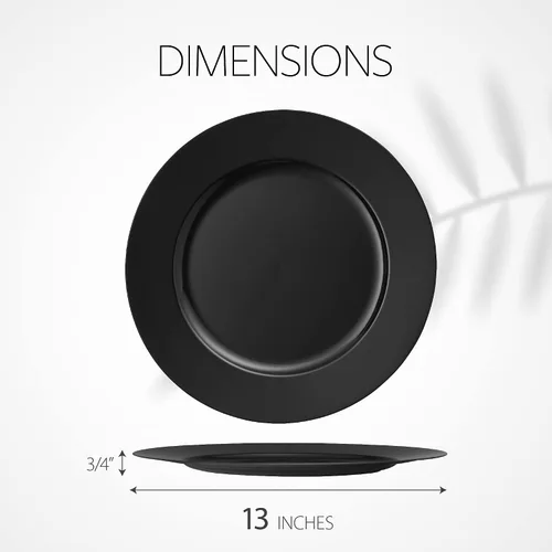 Vista 6 de ELEGANT DISPOSABLES Cargadores de fiesta negros de 13 pulgadas, platos y platos grandes, ideales para fiestas elegantes, bodas, vajilla, ideal