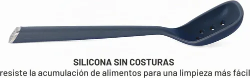 Vista 4 de Calphalon Edge - Cuchara ranurada de silicona, flexible, resistente al calor, cuchara coladora de cocina para cocinar, freír, desnatar y servir