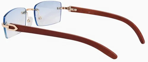 Vista 5 de Gafas de sol rectangulares con montura dorada para hombre y mujer, color azul cielo, degradado y cuadrado, estilo retro de los años 90, estilo hip