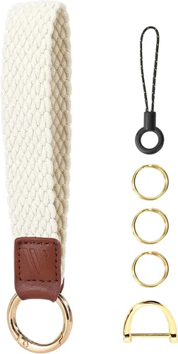 Vista 13 de WEESMILE - Llavero de muñeca elástico, bonitos llaveros de muñeca para mujer Car Keychain for Keys, Elastic Wrist Strap, Breathable Woven