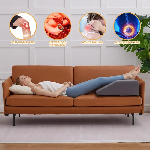 Vista 5 de Almohadas de elevación de piernas, almohadas de piernas para dormir, parte superior de espuma viscoelástica de gel refrescante, almohada de cuña