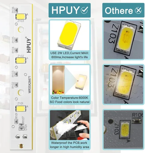 Vista 4 de WR55X26679 Placa de luz LED para reemplazo de luz LED de refrigerador GE y reemplazo de luz LED del congelador Ge Reemplaza PS11767930 AP6035586