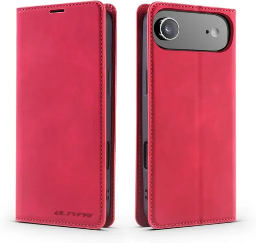Vista 73 de QLTYPRI Funda tipo cartera para iPhone Air, 3 tarjeteros, color negro Funda de piel sintética de alta calidad, cierre magnético, soporte