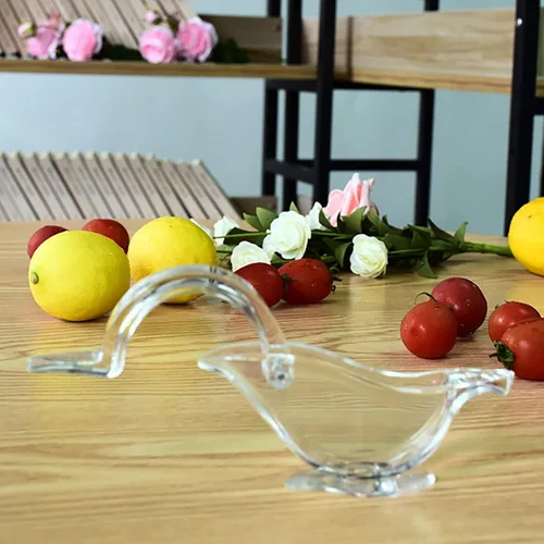 Vista 5 de Exprimidor manual de limón, portátil, transparente, elegante, acrílico, clips de presión de mano, con forma de pájaro, exprimidor de frutas