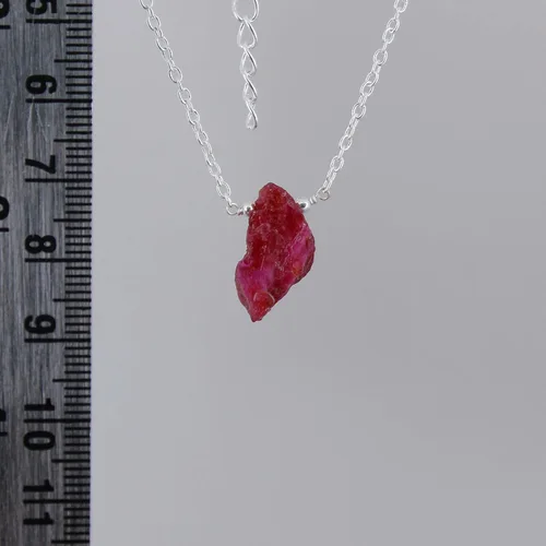 Vista 5 de Gempires Natural Raw Ruby Pendant Necklace for Women, Raw Stone Necklace, Ruby Crystal Jewelry, July Birthstone,16 + 2 Inch Silver Plated Adjustable