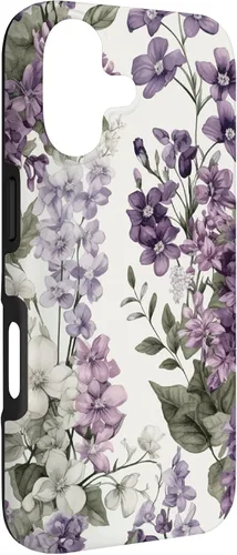 Vista 3 de White Violet Purple Lavender Lilac Floral Funda de flores botánicas para iPhone 17