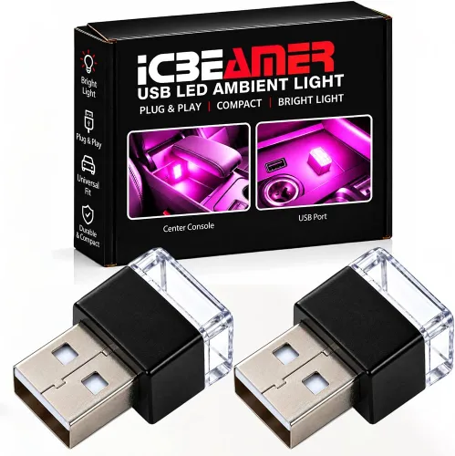 Vista 11 de ICBEAMER Paquete de 1 luz LED USB mini (rojo) Kit de iluminación de acento interior/nano para coche, enchufe directo, iluminación ambiental