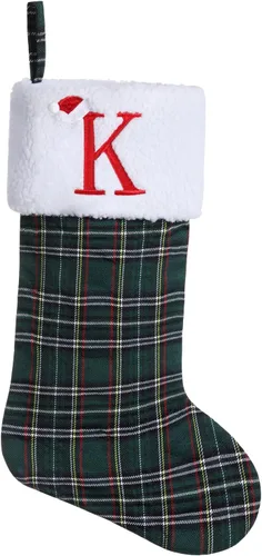 Vista 25 de Calcetines de Navidad bordados con monograma inicial de 20 pulgadas, decoración de Navidad, calcetines personalizados, decoración de temporada