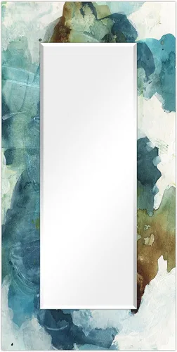 Vista 16 de Empire Art Direct Espejo de pared rectangular biselado en blanco y negro con vidrio templado impreso abstracto, tocador, espejo de baño, listo