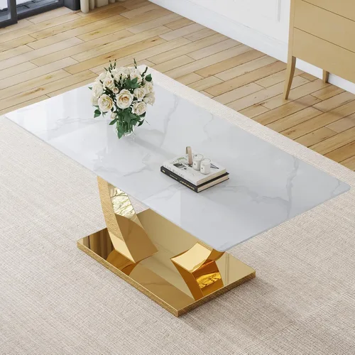 Vista 54 de Mesa de comedor moderna para mesa de comedor de mármol sintético de 4/6, 63 pulgadas, mesa de cocina rectangular, mesa de cocina y comedor de fácil