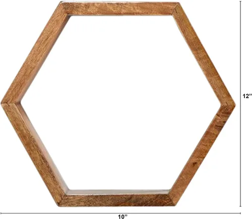 Vista 3 de Nearly Natural Estante flotante de panal hexagonal de madera de 12 pulgadas (juego de 5)