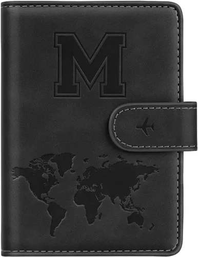 Vista 82 de Funda para Pasaporte Personalizada con Letra de la A a la Z, Billetera de Viaje con Bloqueo RFID, Funda para Pasaporte, Estuche para Pasaporte