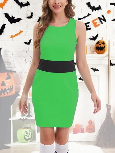 Vista 2 de Disfraz de Halloween para mujer, sin mangas, vestido de dibujos animados