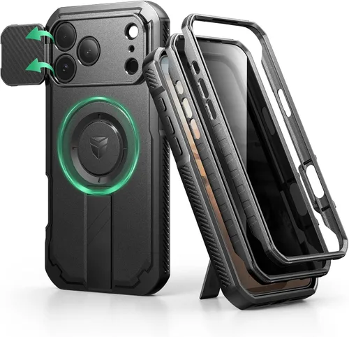 Vista 62 de Dexnor - Funda para iPhone 12 & iPhone 12 Pro con tapa deslizante para cámara, soporte ajustable y protector de pantalla integrado, carcasa