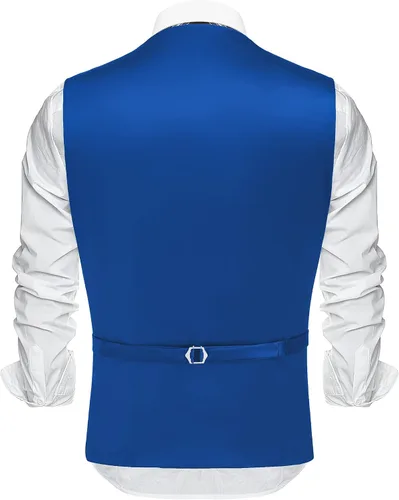 Vista 5 de COOFANDY Chaleco de traje de negocios para hombre, chaleco de vestir casual, chaleco ajustado
