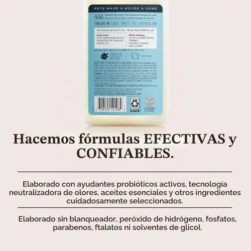 Vista 5 de Mrs. MEYER'S Clean Day Limpiador multisuperficie para mascotas, aroma a hoja de coco, 16 onzas