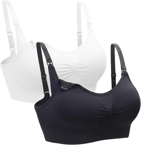 Vista 20 de Suekaphin - Paquete de 2 piezas, brasier de maternidad para lactancia durante el embarazo, cómodo para dormir con extensores 2negro