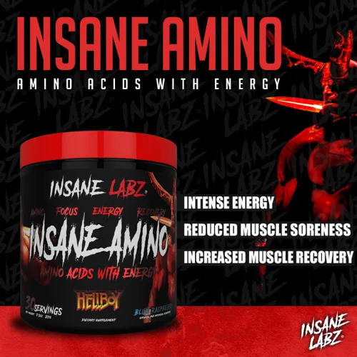 Vista 9 de Insane Labz Paquete Hellboy, psicótico Hellboy preentrenamiento y loco amino BCAA, aumenta la masa muscular, la fuerza, el enfoque y el tiempo