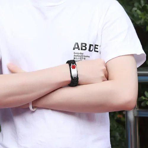Vista 67 de Pulsera de alerta médica Paracord para hombres y mujeres Pulsera de identificación médica de acero inoxidable con hebillas de liberación lateral