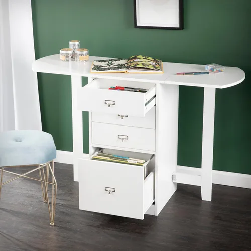 Vista 7 de SEI Furniture Escritorio Drop-Leaf con almacenamiento, color blanco