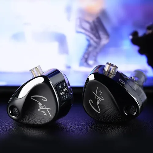 Vista 2 de KZ Castor - Auriculares IEM con cable con micrófono, doble magnético de 0.394 pulgadas + controlador dinámico de 0.394 pulgadas, objetivo Harman