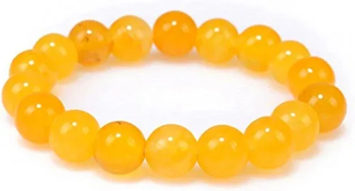 Vista 6 de Pulsera de cornalina de jade de 0.394in con cuentas de piedra de nacimiento de cuentas de equilibrio elástico hecho a mano (amarillo y rojo)