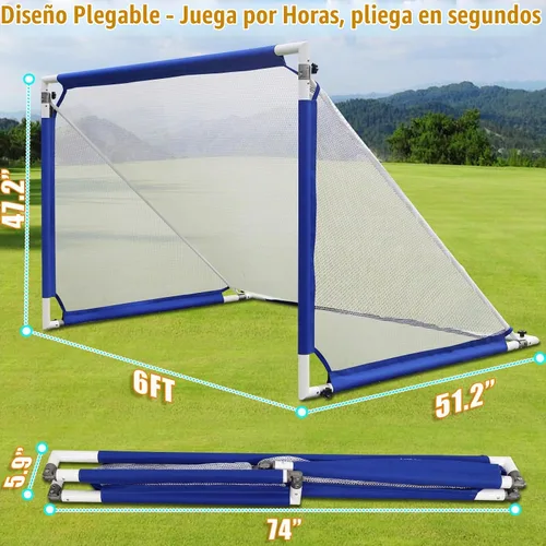 Vista 2 de Soccer Goal 4×2.5/5×3/6×3 FT Aluminum Soccer Goals for Backyard Azul