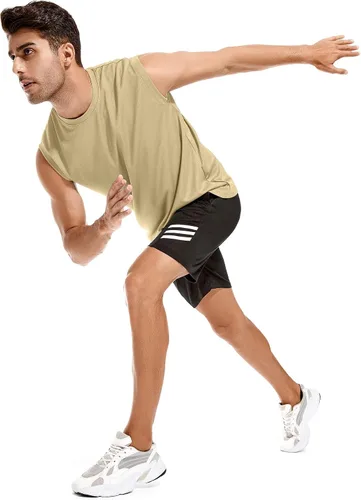 Vista 5 de Camisetas sin mangas de malla para hombre, paquete de 3 o 5 unidades, camisetas sin mangas de malla para entrenamiento, atlético, fresco y seco