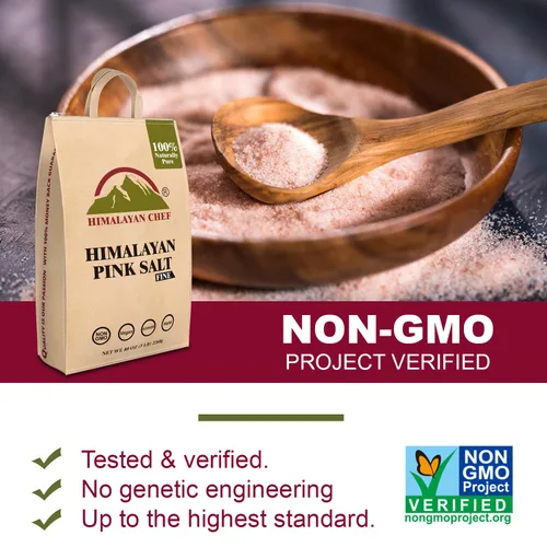 Vista 4 de Himalayan Chef Sal rosa del Himalaya – Bolsa a granel de grano fino de 5 libras – Kosher y vegano, 100% natural y puro cristal gourmet – Contiene 84