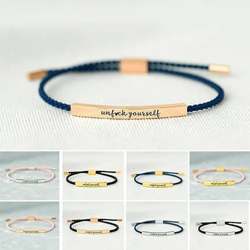 Vista 6 de Pulsera de tubo Unf ck Yourself, pulsera de tubo ajustable trenzada a mano, pulseras inspiradoras para parejas, joyería de regalo de Navidad