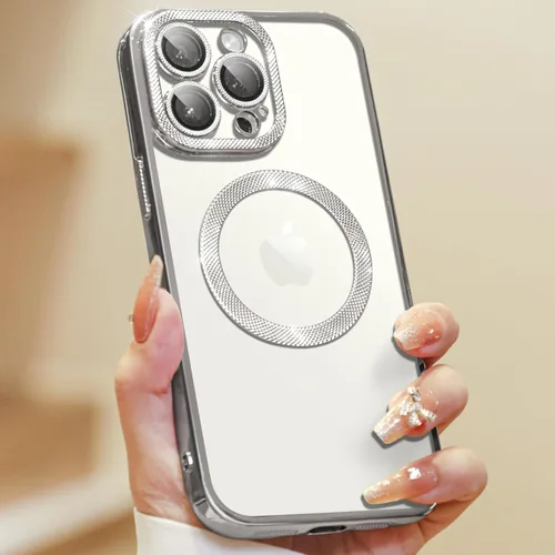 Vista 9 de Funda para iPhone 14 Pro Max con protector de lente de cámara integrado [diseño único de textura de diamante] [magnético superfuerte] Funda delgada