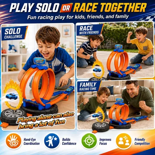 Vista 4 de 2026 All New Stunt Race Car Track Set for Kids 4-8