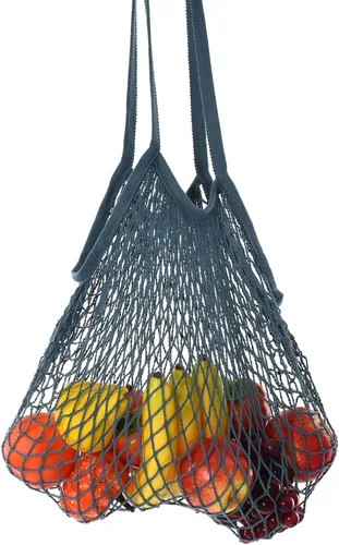 Vista 5 de MECCANIXITY Bolsa de malla de algodón con asa larga, reutilizable, lavable, malla de cadena, organizador de bolsas de comestibles para frutas